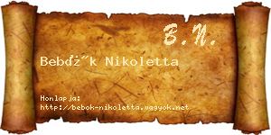 Bebők Nikoletta névjegykártya