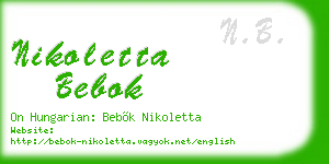 nikoletta bebok business card