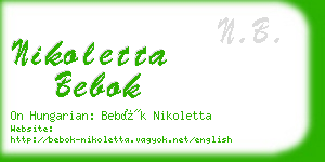 nikoletta bebok business card